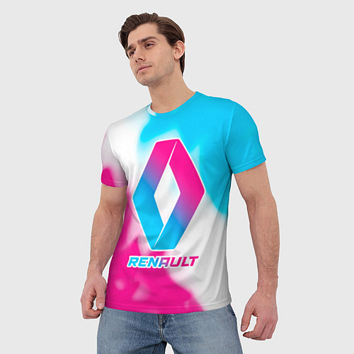 Мужская футболка Renault neon gradient style / 3D-принт – фото 3