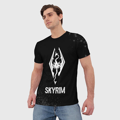 Мужская футболка Skyrim glitch на темном фоне / 3D-принт – фото 3