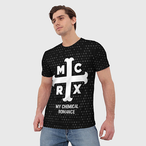 Мужская футболка My Chemical Romance glitch на темном фоне / 3D-принт – фото 3