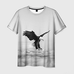 Футболка мужская Орёл в облаках черно-белый, цвет: 3D-принт