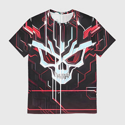 Футболка мужская Кибер-череп красный, цвет: 3D-принт