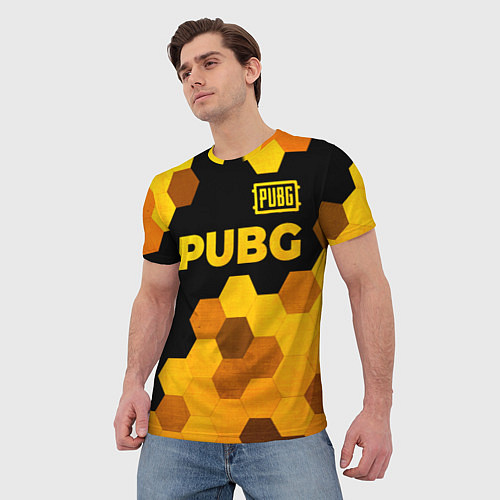 Мужская футболка PUBG - gold gradient: символ сверху / 3D-принт – фото 3