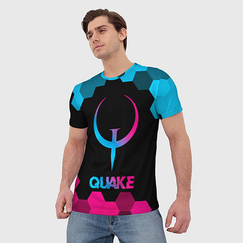 Мужская футболка Quake - neon gradient / 3D-принт – фото 3