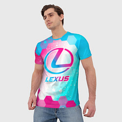Футболка мужская Lexus neon gradient style, цвет: 3D-принт — фото 2
