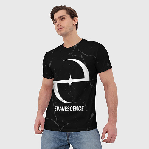 Мужская футболка Evanescence glitch на темном фоне / 3D-принт – фото 3