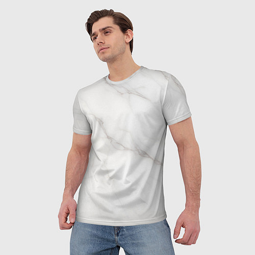 Мужская футболка Текстура светлого мрамора / 3D-принт – фото 3