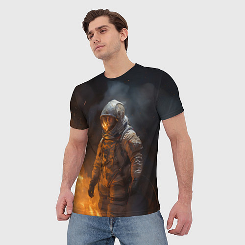 Мужская футболка Огонь в космосе / 3D-принт – фото 3