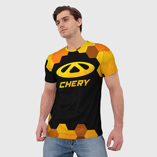 Мужская футболка Chery - gold gradient / 3D-принт – фото 3