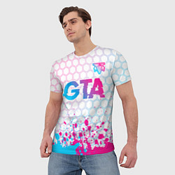 Футболка мужская GTA neon gradient style: символ сверху, цвет: 3D-принт — фото 2