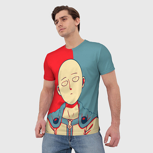 Мужская футболка Saitama hero face / 3D-принт – фото 3
