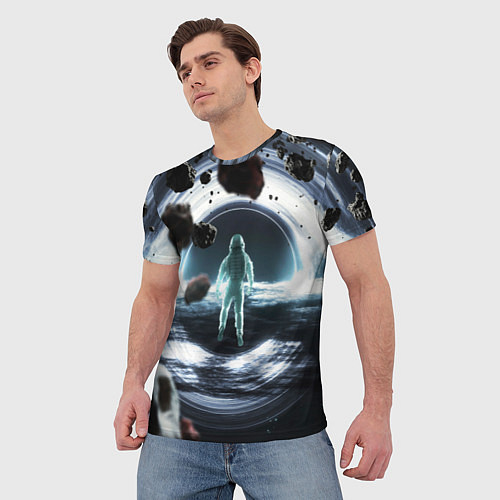 Мужская футболка Black hole astronaut / 3D-принт – фото 3