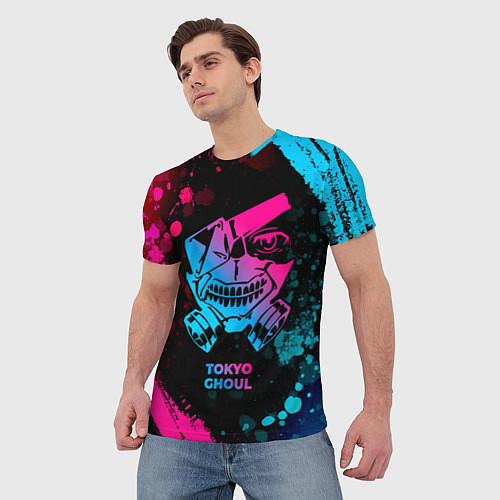 Мужская футболка Tokyo Ghoul - neon gradient / 3D-принт – фото 3