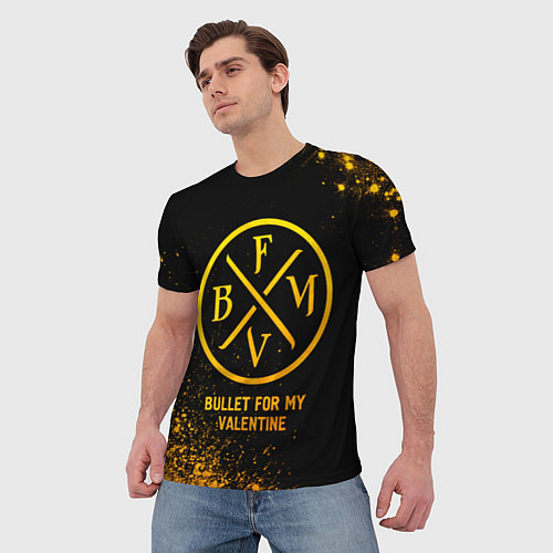 Мужская футболка Bullet For My Valentine - gold gradient / 3D-принт – фото 3