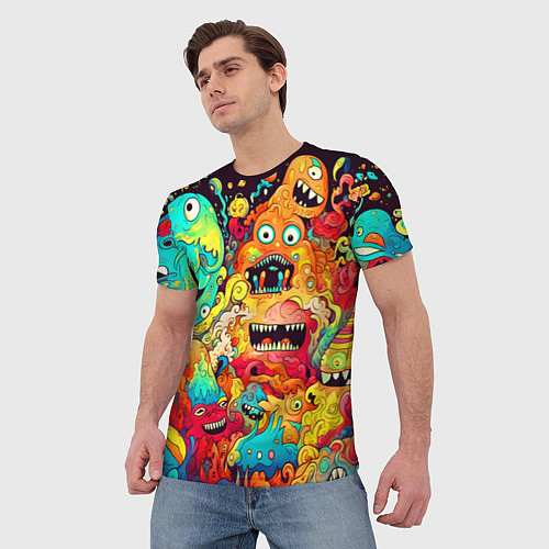 Мужская футболка Зубастые галлюцинации / 3D-принт – фото 3