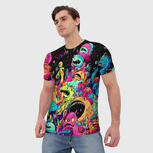 Мужская футболка Космические зубастые монстры / 3D-принт – фото 3