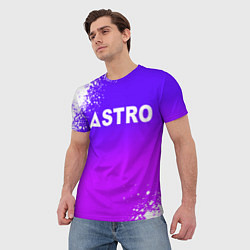 Футболка мужская Astro neon background, цвет: 3D-принт — фото 2