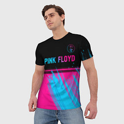 Футболка мужская Pink Floyd - neon gradient: символ сверху, цвет: 3D-принт — фото 2