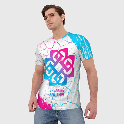 Мужская футболка Breaking Benjamin neon gradient style / 3D-принт – фото 3