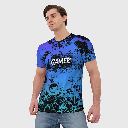 Мужская футболка Gamer геймер абстрактный фон / 3D-принт – фото 3