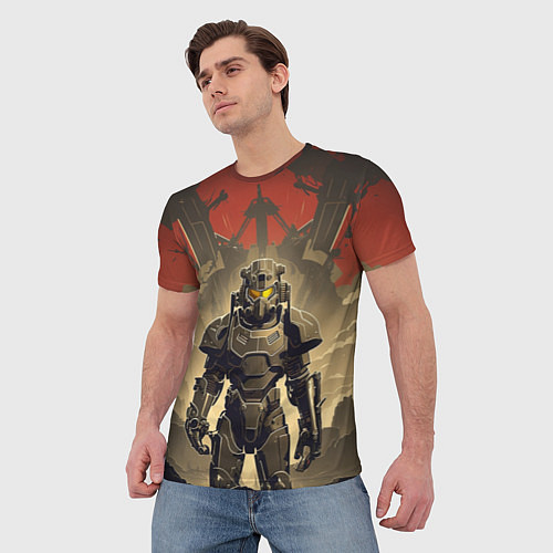 Мужская футболка Воин в силовой броне / 3D-принт – фото 3