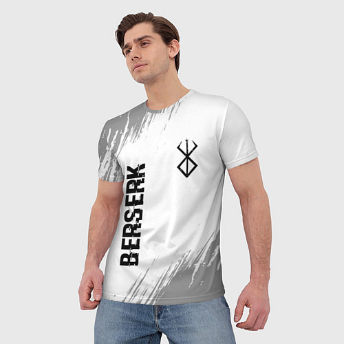 Мужская футболка Berserk glitch на светлом фоне: надпись, символ / 3D-принт – фото 3