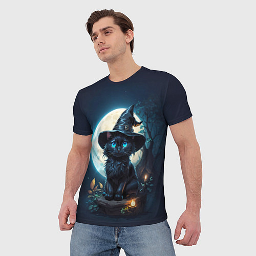 Мужская футболка Кот ведьмы - Хэллоуин / 3D-принт – фото 3