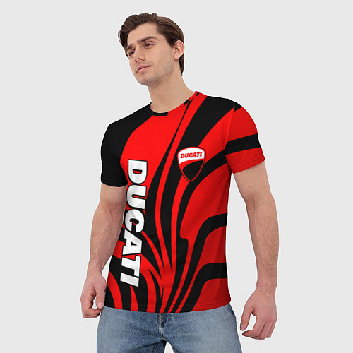 Мужская футболка Ducati - red stripes / 3D-принт – фото 3