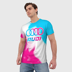 Футболка мужская Audi neon gradient style, цвет: 3D-принт — фото 2