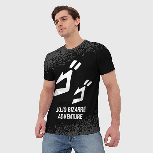 Мужская футболка JoJo Bizarre Adventure glitch на темном фоне / 3D-принт – фото 3