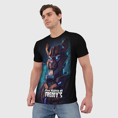 Мужская футболка Five Nights at Freddys Bonnie cyberpunk / 3D-принт – фото 3