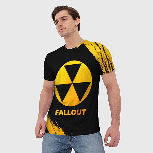 Мужская футболка Fallout - gold gradient / 3D-принт – фото 3