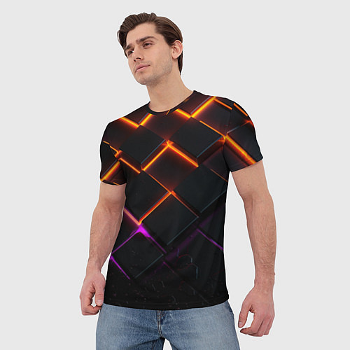 Мужская футболка Неоновые световые плиты / 3D-принт – фото 3