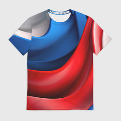 Футболка мужская Объемная абстракция в цветах флага РФ, цвет: 3D-принт