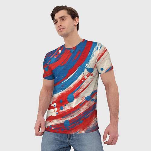 Мужская футболка Краски в цветах флага РФ / 3D-принт – фото 3