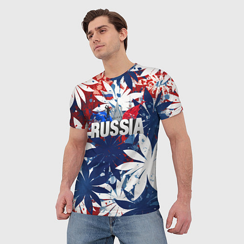 Мужская футболка Russia лепестки / 3D-принт – фото 3