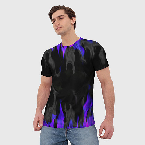 Мужская футболка Неоновый огонь и дым / 3D-принт – фото 3