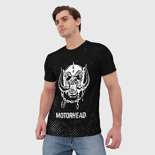 Мужская футболка Motorhead glitch на темном фоне / 3D-принт – фото 3