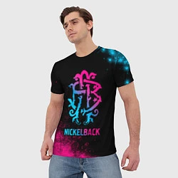 Футболка мужская Nickelback - neon gradient, цвет: 3D-принт — фото 2