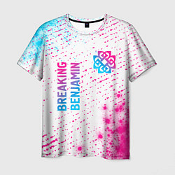 Футболка мужская Breaking Benjamin neon gradient style: надпись, си, цвет: 3D-принт