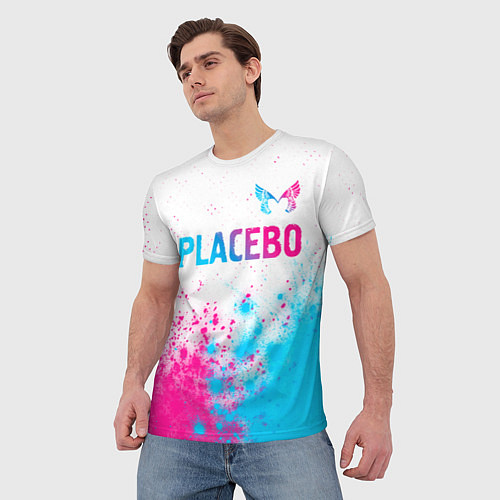 Мужская футболка Placebo neon gradient style: символ сверху / 3D-принт – фото 3