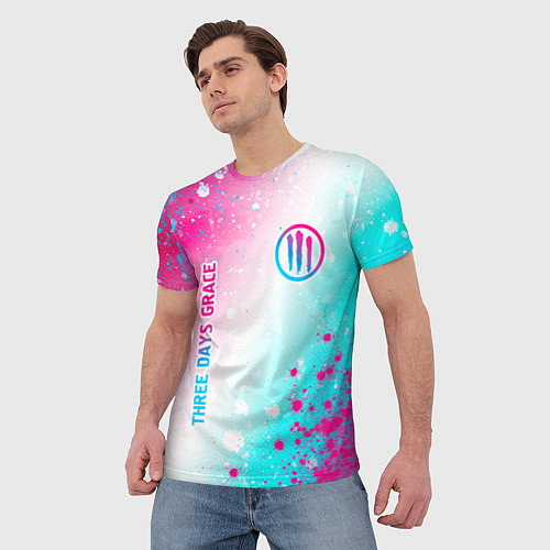 Мужская футболка Three Days Grace neon gradient style: надпись, сим / 3D-принт – фото 3