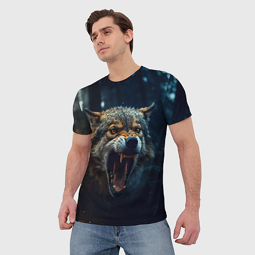 Мужская футболка Волк рассвет / 3D-принт – фото 3