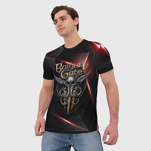 Мужская футболка Baldurs Gate 3 logo black red / 3D-принт – фото 3