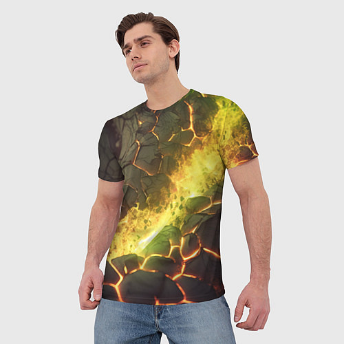 Мужская футболка Разлом плиты с лавой / 3D-принт – фото 3