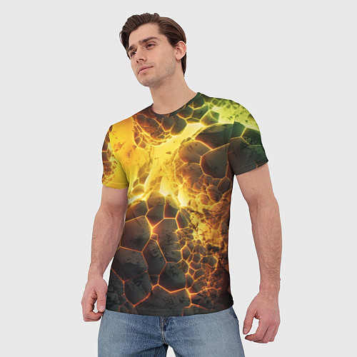 Мужская футболка Разлом плит из лавы / 3D-принт – фото 3
