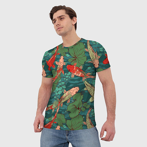 Мужская футболка Паттерн карпы кои / 3D-принт – фото 3