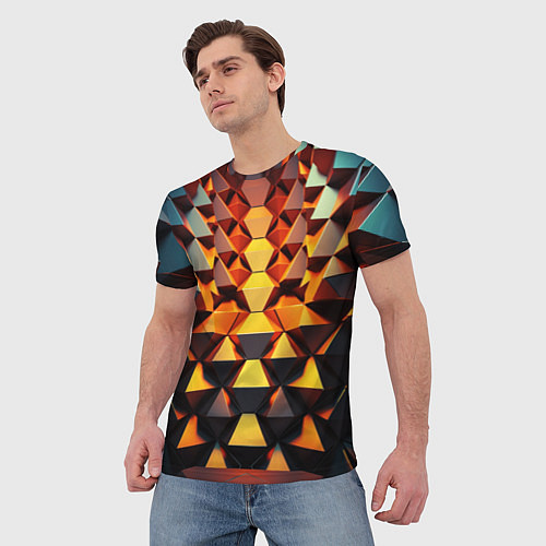 Мужская футболка Объемные кубы полигон / 3D-принт – фото 3