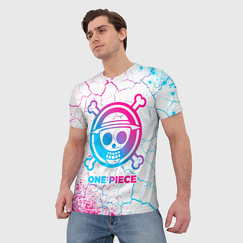 Мужская футболка One Piece neon gradient style / 3D-принт – фото 3