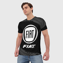 Футболка мужская Fiat speed на темном фоне со следами шин, цвет: 3D-принт — фото 2