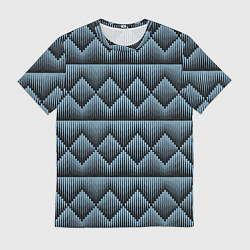 Футболка мужская Черные синие объемные ромбы, цвет: 3D-принт